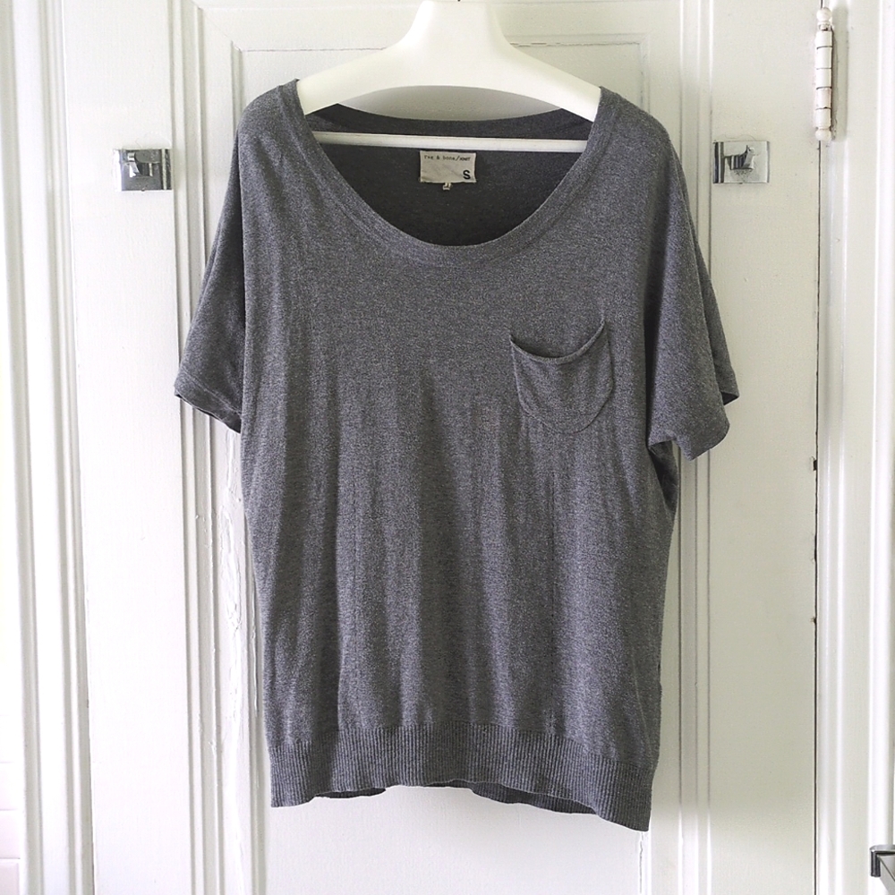 Rag & Bone knit slouchy gray top